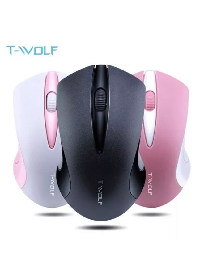 T-Wolf Q2 Optical Wireless Mouse Portable Ergonomic Mice USB Receiver Optical Office Mouse 3 Button 1200 DPI for PC/Laptop  (Black) - Image 2